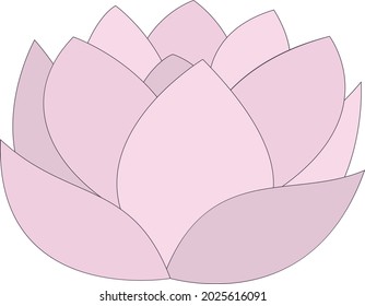 Vector isolated doodle pink lotus flower. Vector summer flower with pink petals. Relax decoration