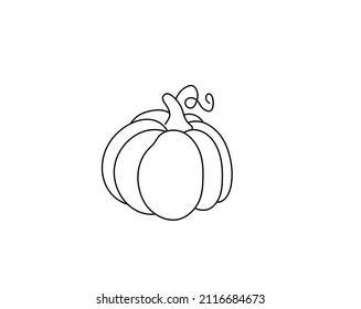 Vector isolated doodle pumpkin colorless black and white contour line drawing