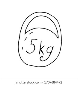 Vector isolated doodle style element, heavy weight training