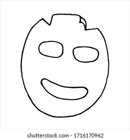 vector isolated doodle style moisturizing cosmetic fabric face mask, coloring book
