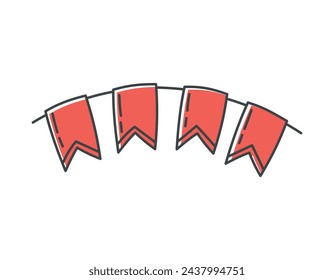 Vector isolated doodle symbol of holiday garland with flags.