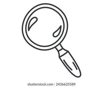 Vector isolated doodle symbol of a magnifying glass with lens.