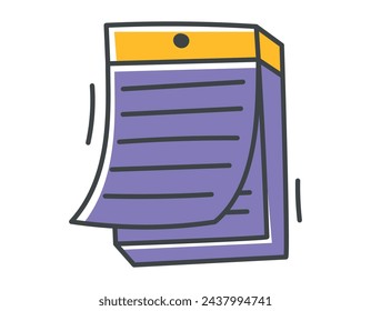 Vector isolated doodle symbol of a notepad or small calendar with pages.