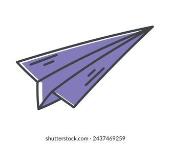 Vector isolated doodle symbol of paper airplane.