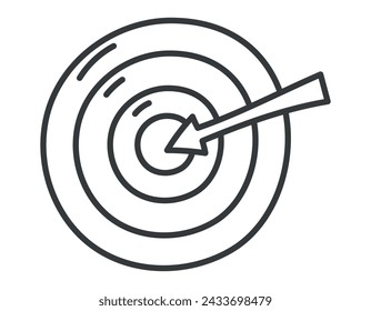 Vector isolated doodle symbol of round target with arrow.