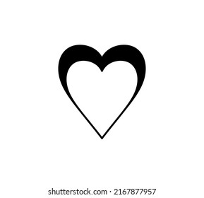 Vector isolated double heart one heart inside another black and white symbol