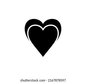 Vector isolated double heart one heart inside another black and white symbol