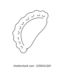 masa vectorial aislada con llenado de un bollo de masa salteado de tarta frita comida rápida incolora línea de contorno blanco y negro fácil de dibujar
