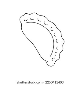 Vector isolated dough with filling one fried pie dumpling fast food colorless black and white contour line easy drawing