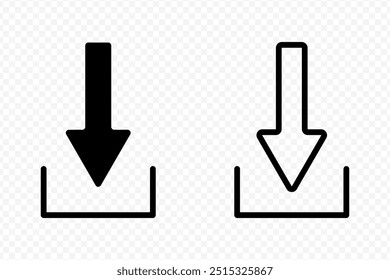Vector isolated Download black fill and outline icon