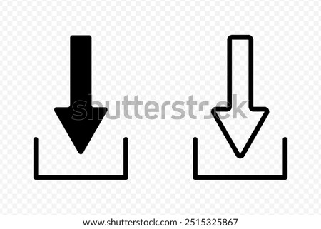 Vector isolated Download black fill and outline icon