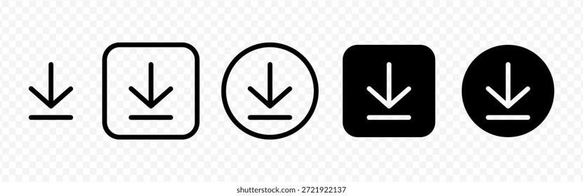 Vektor einzeln Download-Symbol in schwarzer Umrandung und Füllung