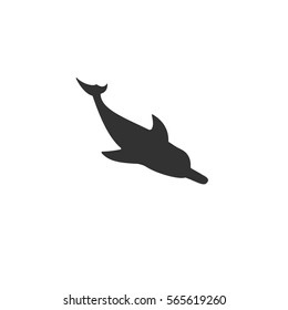 vector isolated downward facing dolphin black