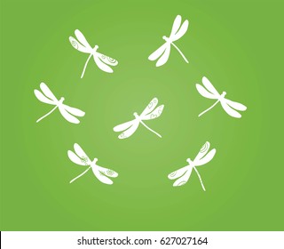 Vector isolated dragonfly silhouettes