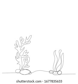 vector, isolated, drawing by a continuous line of algae