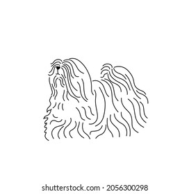 Vector isolated drawn hungarian shepherd dog, komondor, a dog that looks like a mop. Very hairy dog line drawing  