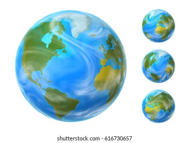 Vector Isolated Earth Set With Different Rotation Angles