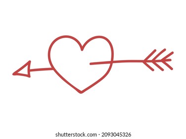 Vector isolated element. Abstract arrow in the form of a heart. Decoration for Valentine day. Symbols of Valentine's day. Color image on a white background. The print is used for packaging design. 