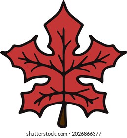 Vector isolated element back to school red maple leaf. Design element. Autumn leaves