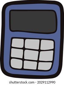 Vector isolated element back to school blue calculator. Design element. Mathematic tool