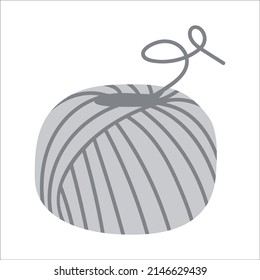 Vector isolated element. A ball of thread. Knitting. Garden accessories. Color image on a white background. The print is used for packaging design.