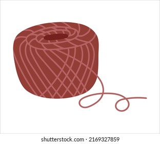 Elemento aislado del vector. Una bola de hilo. Yarn. Trabajo hecho a mano. Tejido. Imagen de color en un fondo blanco. La impresión se utiliza para el diseño de paquetes.