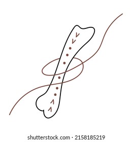 Vector isolated element. Bone. Elegance. Mysticism. Black hand drawn doodle on a white background. The print is used for packaging