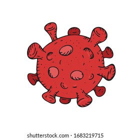 vector isolated element, bright red coronavirus virus without background