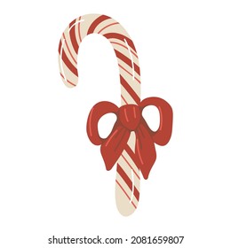 Vector isolated element. Christmas candy cane. Christmas candy. Decoration for Christmas. Color image on a white background. The print is used for packaging design.
