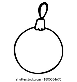 Vector isolated element, Christmas decoration, Christmas ball. Hand drawn doodle.