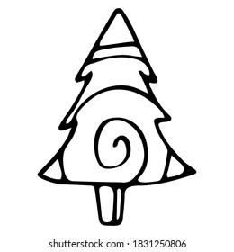 Vector isolated element. Christmas tree. New year's decor