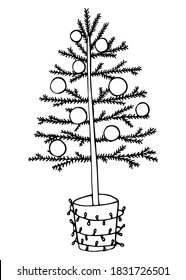 Vector isolated element. Christmas tree. New year's decor