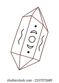 Vector isolated element. Crystal. Mysticism. Black hand drawn doodle on a white background. The print is used for packaging