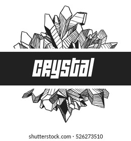 Vector Isolated Element for Design. Abstract Crystals Hand Drawn Illustration