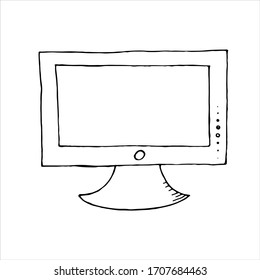 vector isolated element in doodle style, tv, screen, watching movies