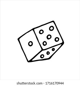 vector isolated element in doodle style, cube for board games cube for board family games, coloring book