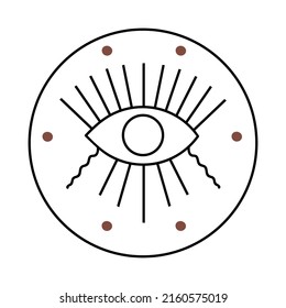 Vector isolated element. Eye. Mysticism. Black hand drawn doodle on a white background. The print is used for packaging design.