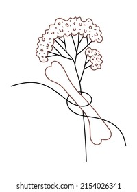 Vector isolated element. Flowers. Bone. Elegance. Mysticism. Black hand drawn doodle on a white background. The print is used for packaging
