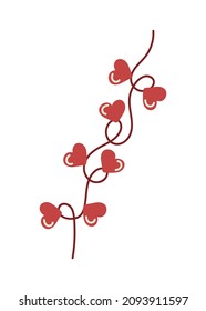 Vector isolated element. Garland of hearts. Valentine card. Decoration for Valentine day. Symbols of Valentine's day. Color image on a white background. The print is used for packaging design.