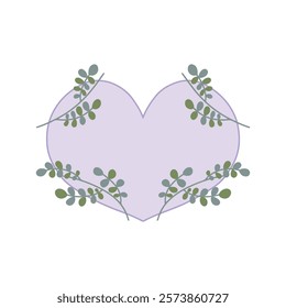 Vector isolated element. A heart with flowers. Plants. Spring. Valentine card. Valentine day. Symbols of Valentine's day. Color image on a white background. The print is used for packaging design.