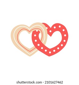 Vector isolated element. Hearts. Valentine card. Decoration for Valentine day. Symbols of Valentine's day. Color image on a white background. The print is used for packaging design.