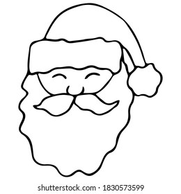 Vector isolated element. Illustration with face Santa Claus. Mask for Christmas. Christmas decoration. Christmas decoration.