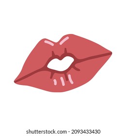 Vektorisoliertes Element. Lippen. Ein Kuss. Dekoration für den Valentinstag. Symbole des Valentinstag. Farbbild auf weißem Hintergrund. Der Druck wird für das Verpackungsdesign verwendet. 