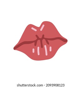 Vector isolated element. Lips. A kiss. Decoration for Valentine day. Symbols of Valentine's day. Color image on a white background. The print is used for packaging design. 