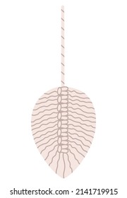 Elemento aislado del vector. Macrame. Una hoja trenzada. La decoración interior. Imagen de color en un fondo blanco. La impresión se utiliza para el diseño de paquetes.