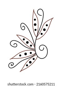 Vector isolated element. Plants. Pattern. Mysticism. Black hand drawn doodle on a white background. The print is used for packaging