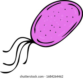 vector isolated element, purple bacterium without background hand-drawn in cartoon style