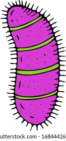 Vektorillustration einzeln, violettes Bakterium ohne Hintergrund, handgezeichnet im Cartoon-Stil