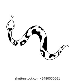 Vector isolated element, snake. Hand drawn doodle.