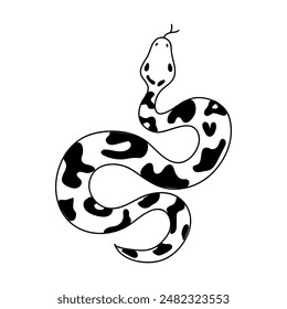 Vector isolated element, snake. Hand drawn doodle.
